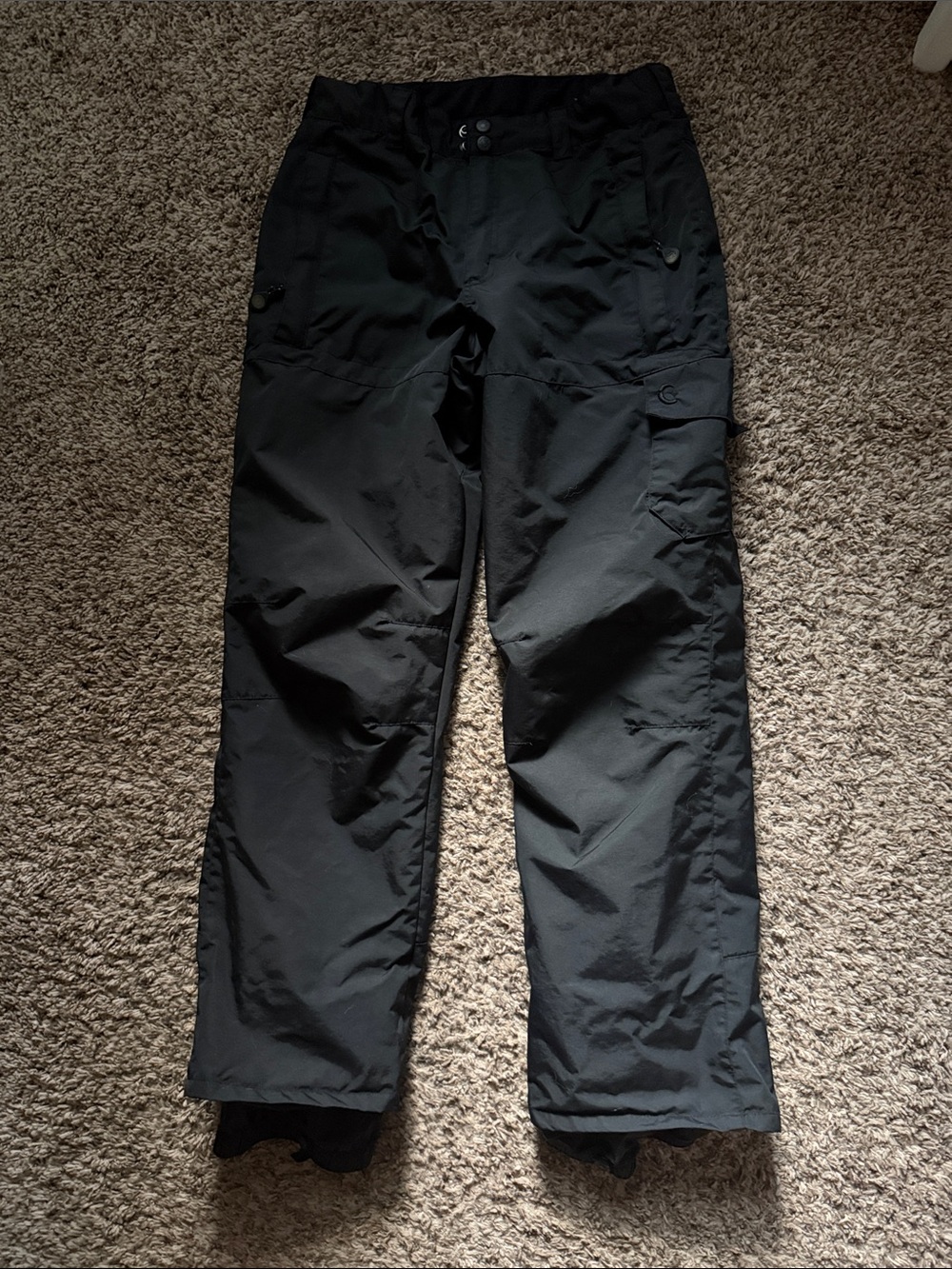 Women's Black Cargo Snow Pants - Insulated Winter Shell